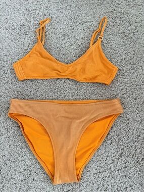 aerie Ribbed Orange Bikini Top
